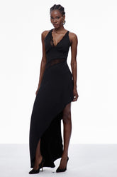 Carlota Tek Omuzlu Dantel Asimetrik Uzun Elbise